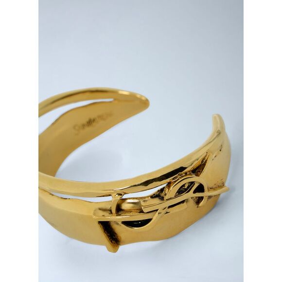 Saint Laurent Women Textured Metal Bangle